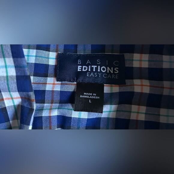 NWOT … BASIC EDITIONS “Size: L” Easy Care Dress Shirt - Picture 3 of 3